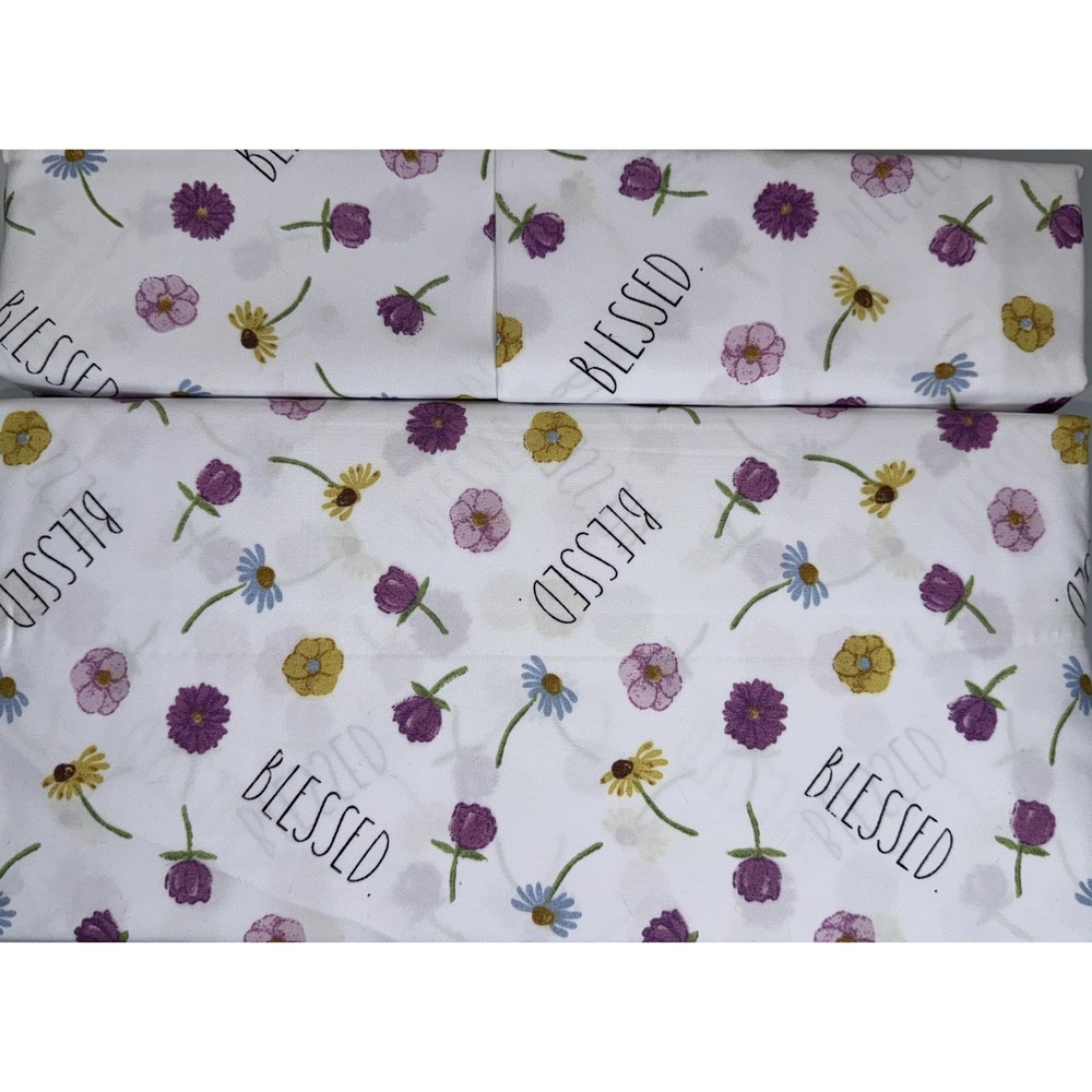 Rae Dunn Sheet Set King White NWT Blessed Flowers Microfiber 4pc Bedding